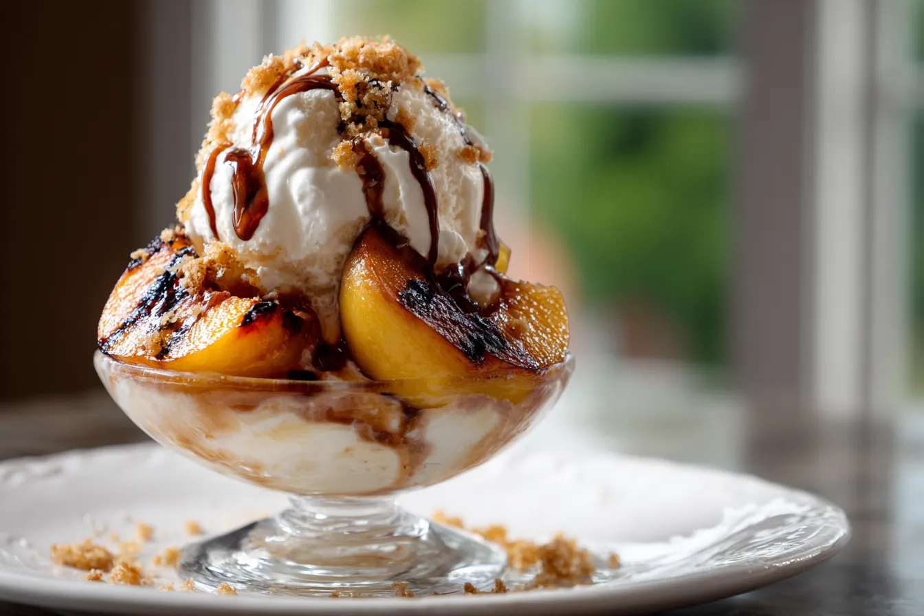 Delicious Grilled Peach Sundaes A MustTry Summer Treat 4 Grilled Peach Sundaes upscaled 6862fb88caa4d