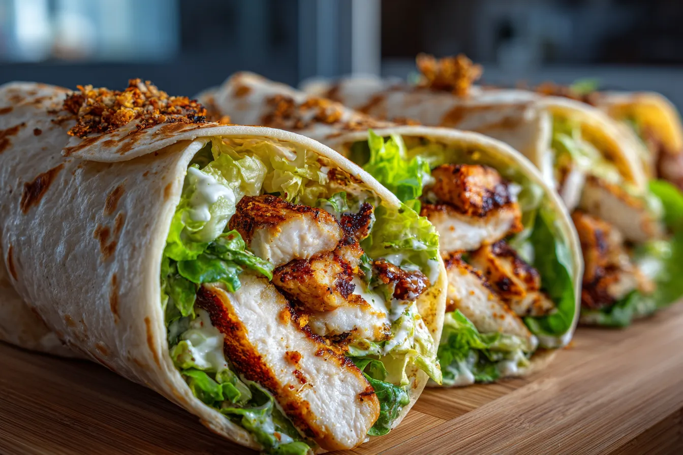 Savory Chicken Caesar Wraps Easy Delicious Recipe Idea Chicken Caesar Wraps