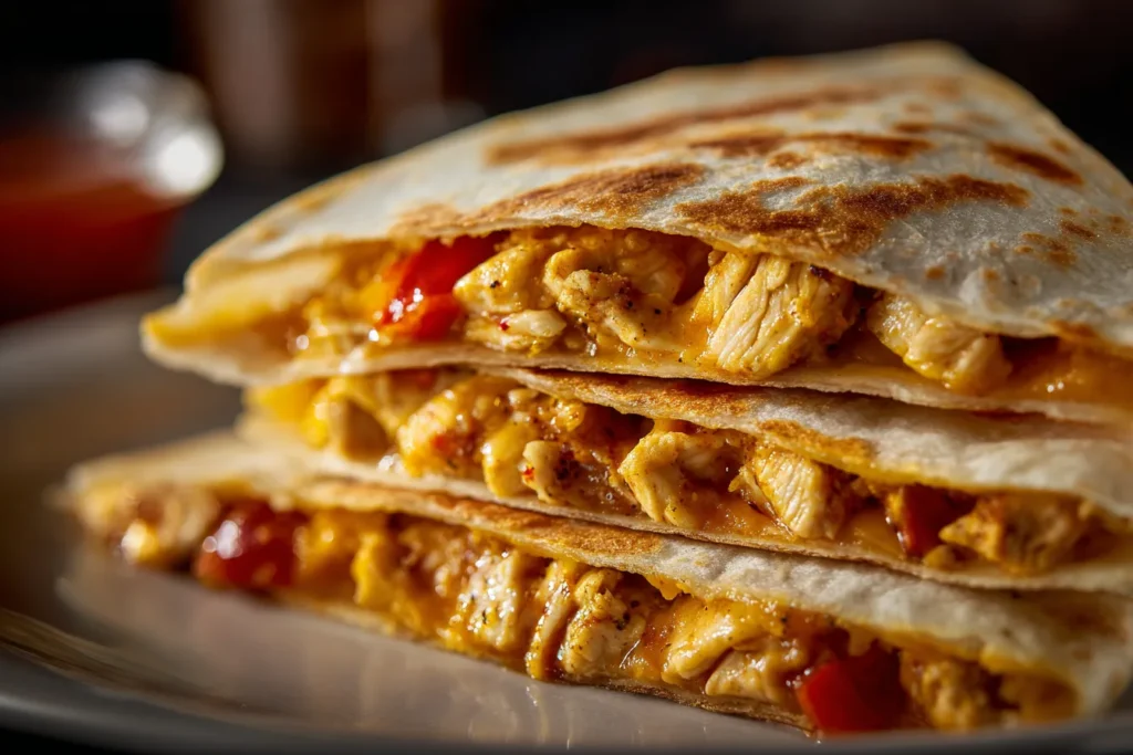 Chicken & Cheese Quesadilla Triangles