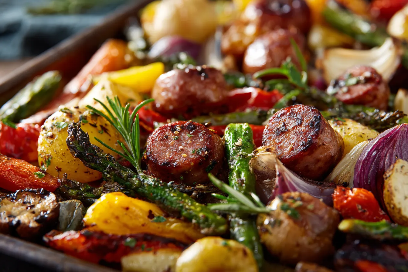 Savory Sheet Pan Sausage And Veggies Easy Dinner Delight Sheet Pan Sausage and Veggies