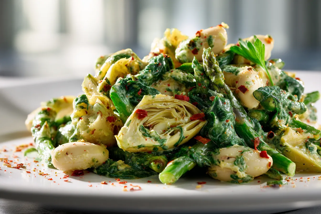 Spinach Artichoke Dense Bean Salad