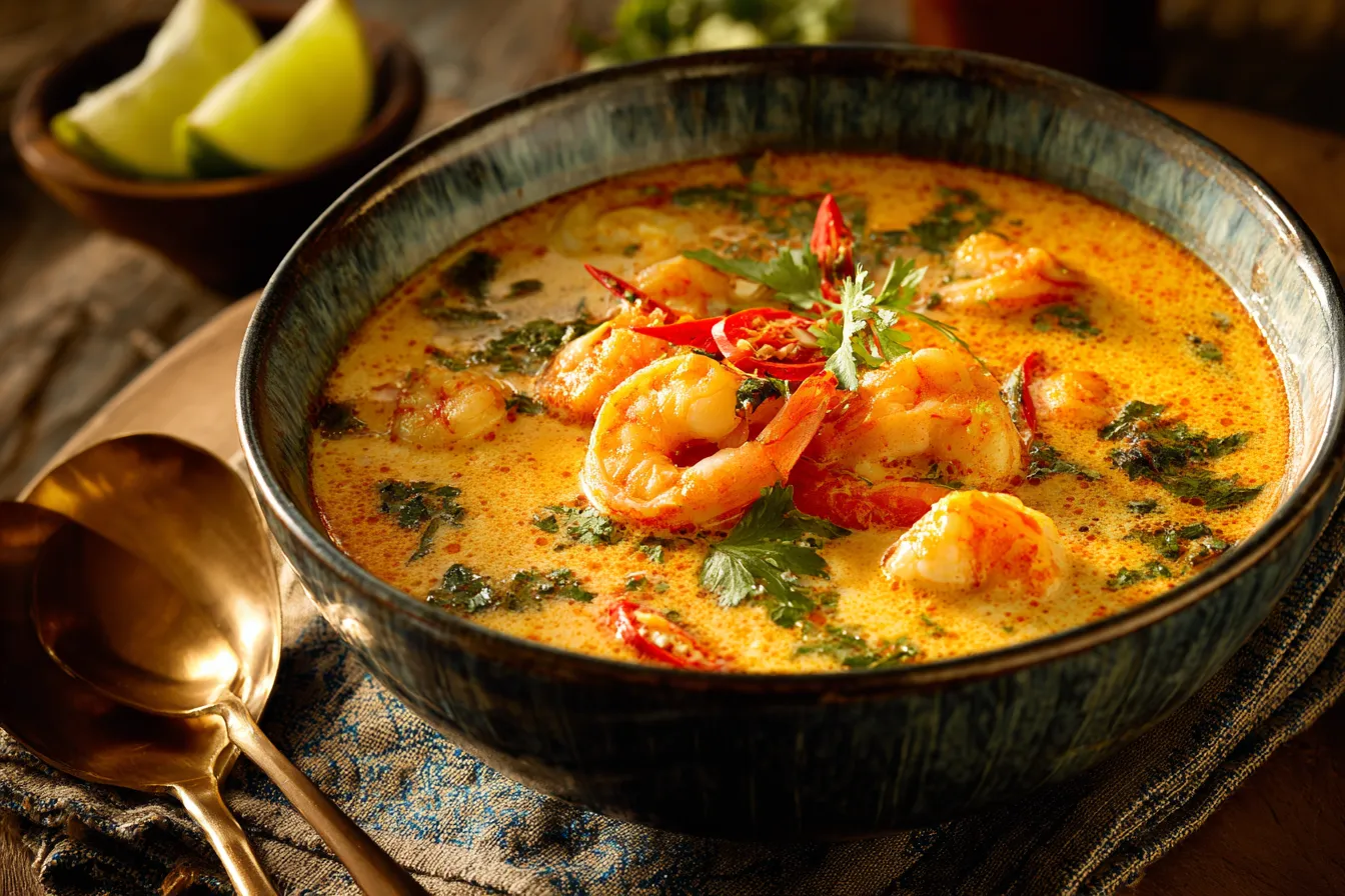 Delicious Thai Coconut Curry Soup Warm Comforting Recipe 4 Thai Coconut Curry Soup upscaled 6880fa1ee0085