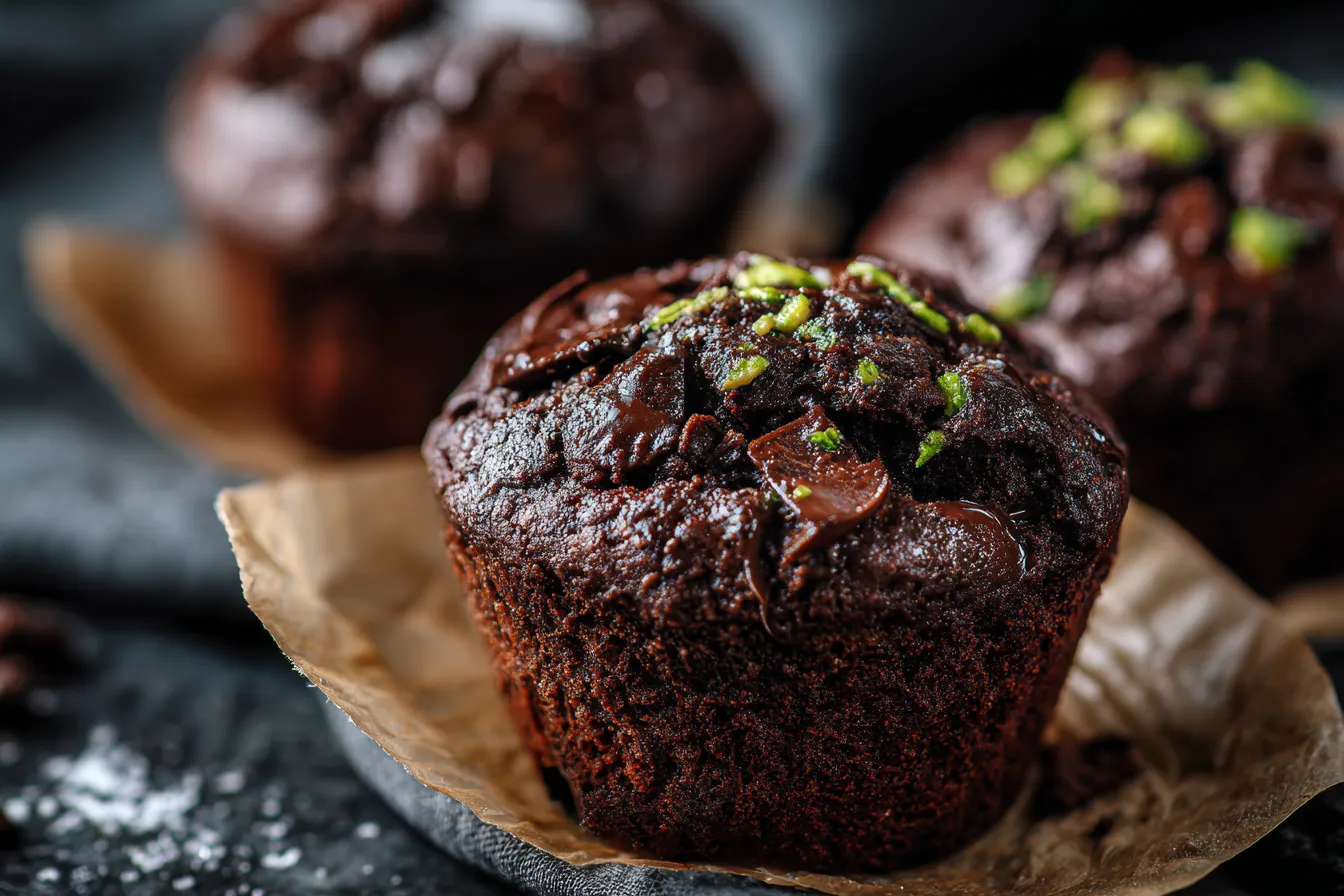 Chocolate Zucchini Muffins - Double Chocolate