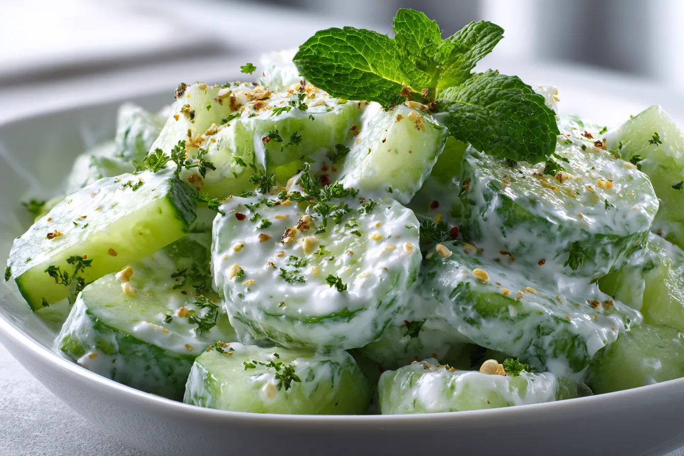 Delicious Creamy Cucumber Salad Refreshing Easy Recipe 3 Creamy Cucumber Salad upscaled 689279baacf20