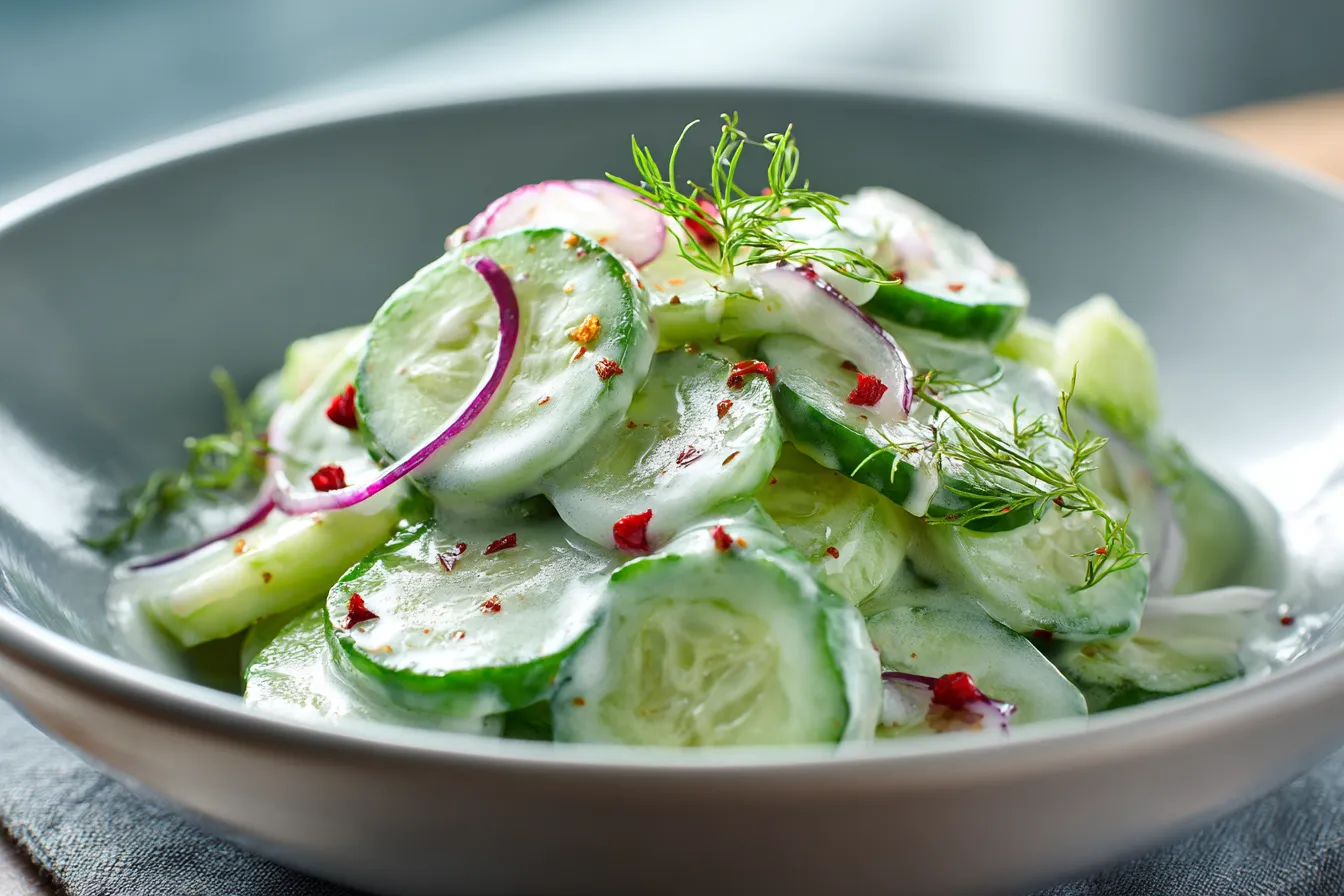 Delicious Creamy Cucumber Salad Refreshing Easy Recipe 2 Creamy Cucumber Salad upscaled 68927b22ab500