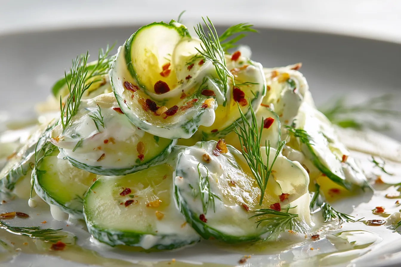 Delicious Creamy Cucumber Salad Recipe for Refreshing Lunch 2 Creamy Cucumber Salad upscaled 6892b7d650dc6
