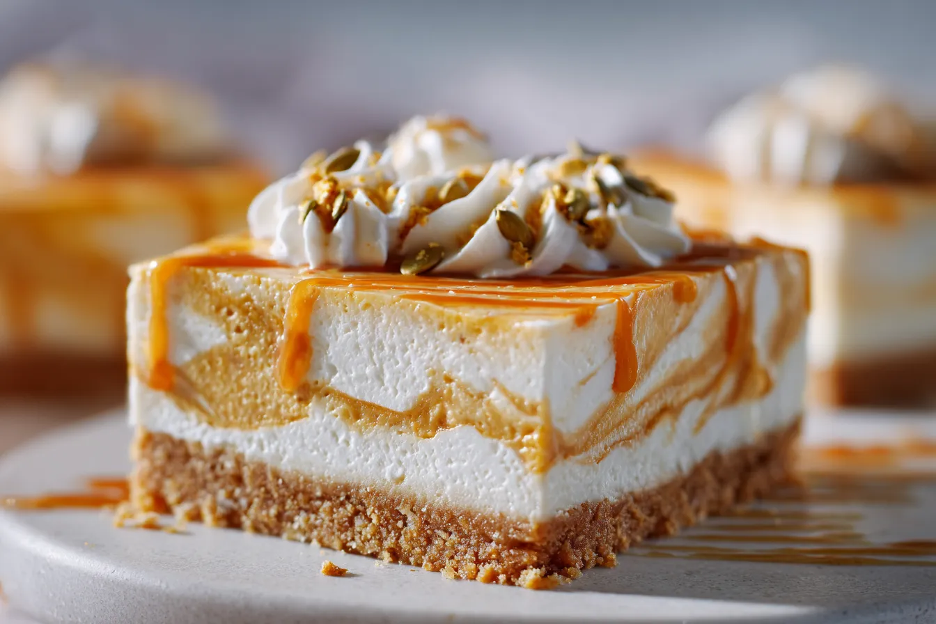 Delightful No Bake Pumpkin Cheesecake Bars 3 Delightful No Bake Pumpkin upscaled 68a52d8a38bcc