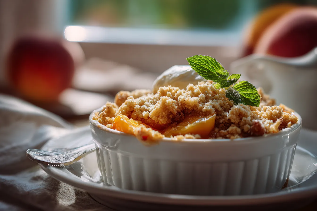 Irresistible Peach Crumble Recipe Delightfully Sweet Easy 2 Peach Crumble upscaled 689d444f04fba