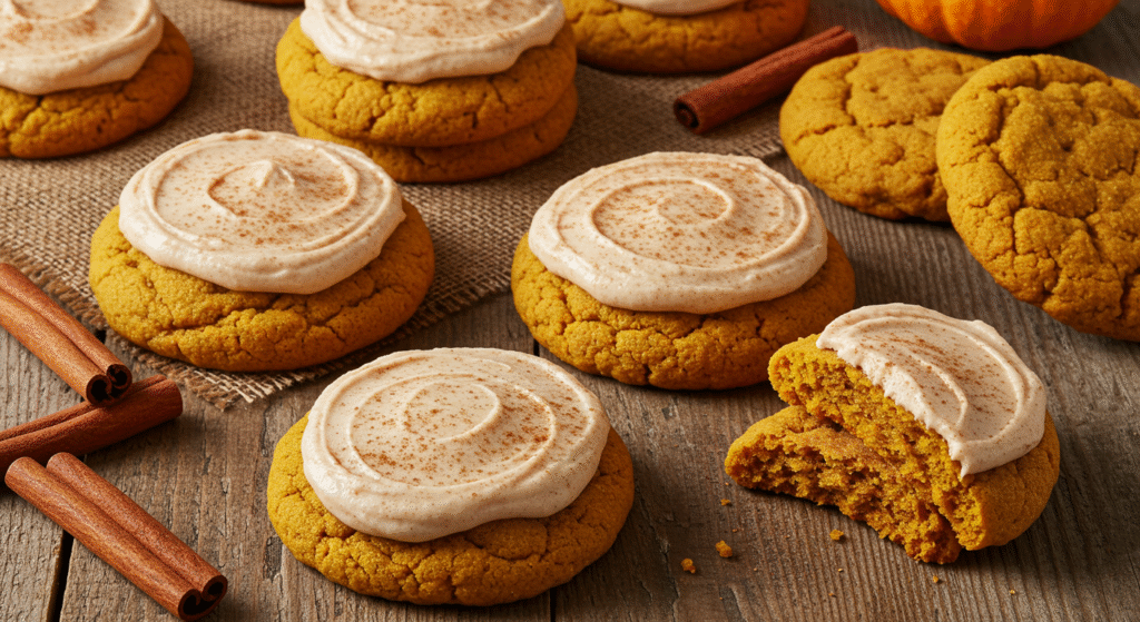 Soft Pumpkin Cookies with Cinnamon Frosting (Melt-in-Your-Mouth Fall Favorite) 2 Soft Pumpkin Cookies with Cinnamon Frosting
