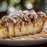 Apple Crumb Cake Topped with Cinnamon Apple Drizzle