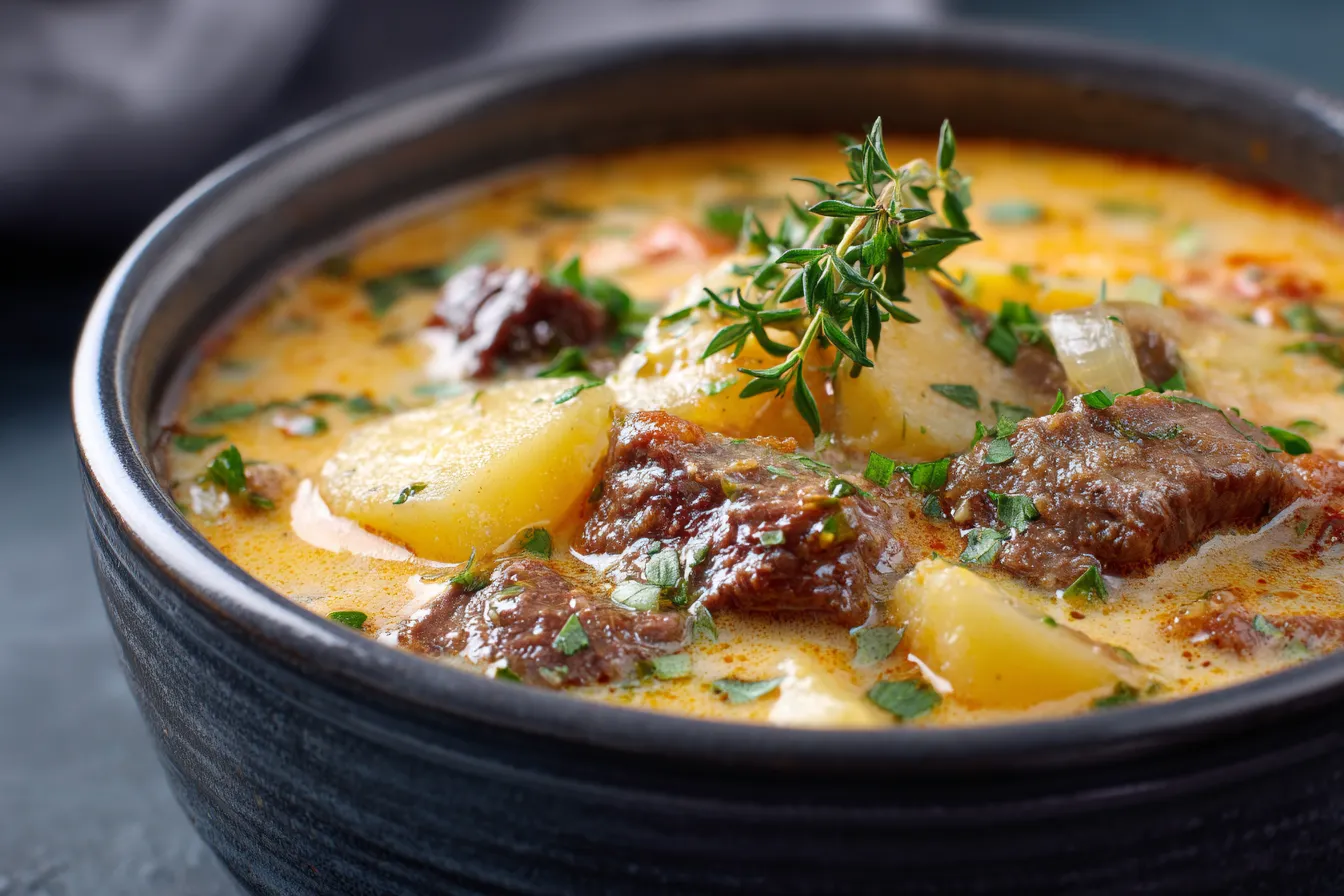 Cheesy Beef and Potato Soup