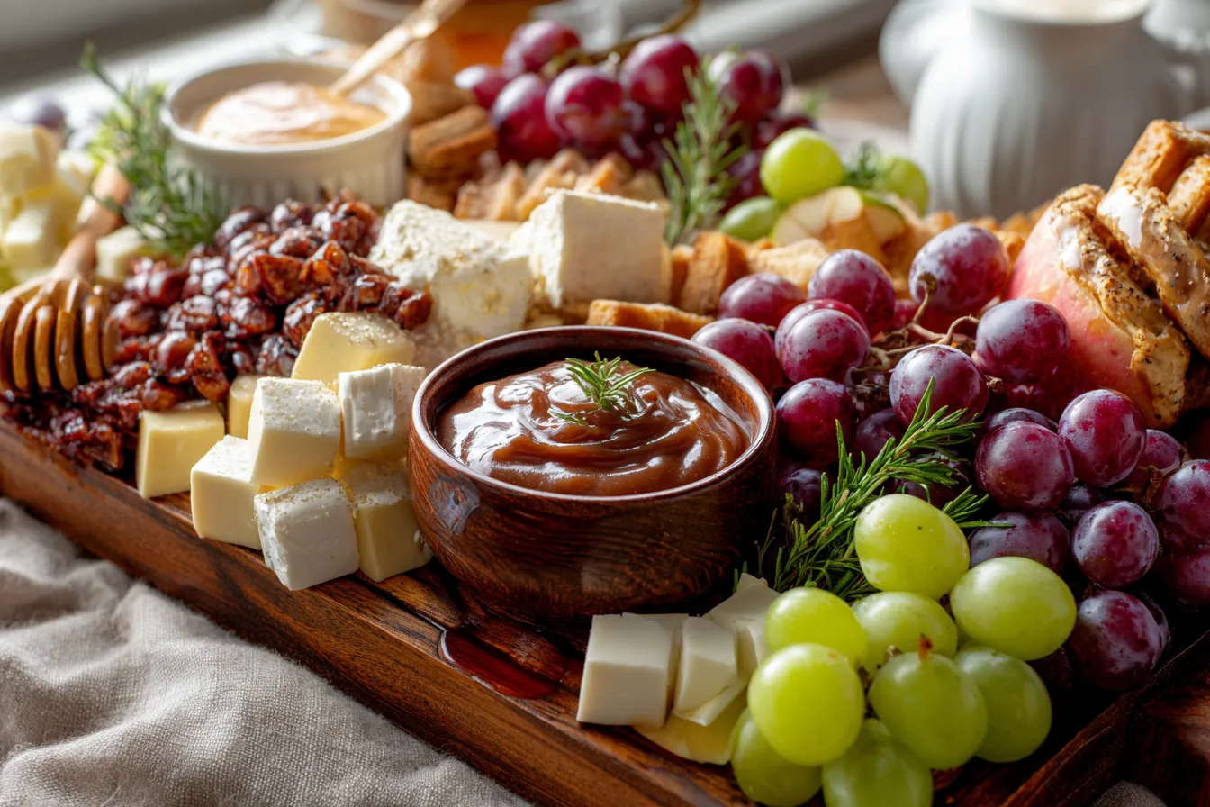 Dessert Charcuterie board with Caramel Apple Dip