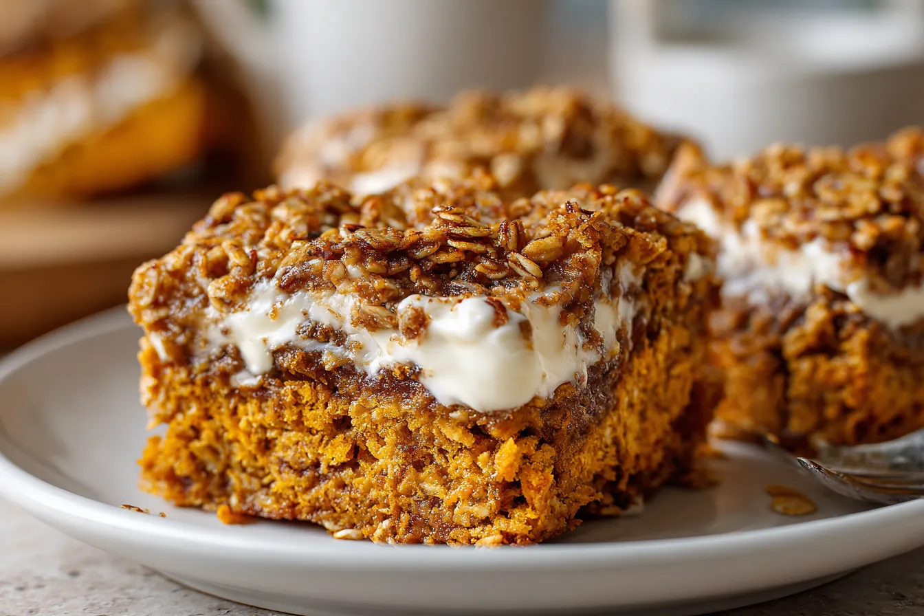 Healthy Pumpkin Oatmeal Bars Fluffy & Moist