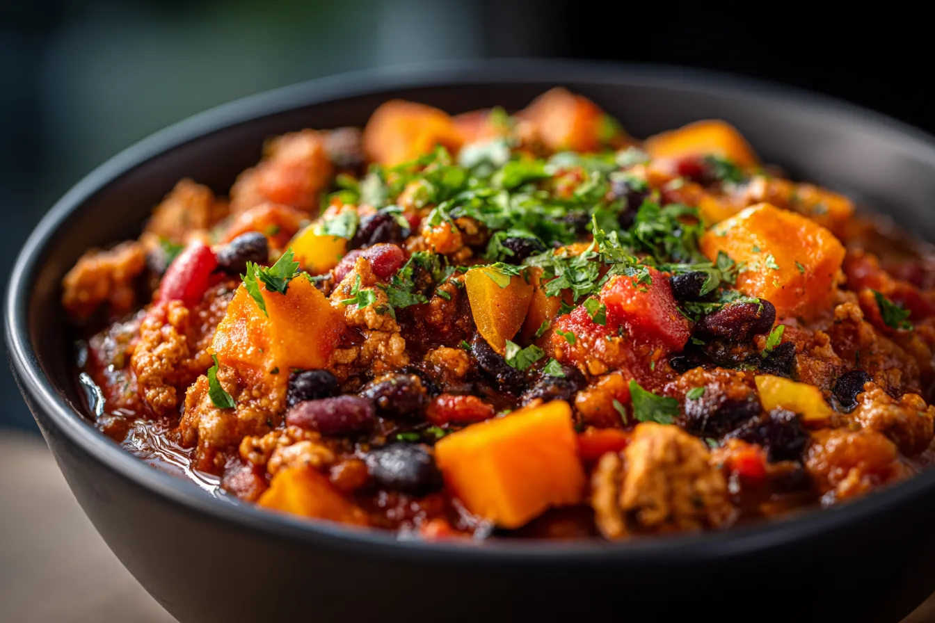 Healthy Sweet Potato Turkey Chili No Beans Delicious Recipe 3 Sweet Potato Turkey Chili upscaled 68d1c93ba603d