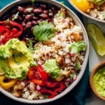 Cauliflower Rice Burrito Bowl: Fresh and Flavorful Delight 3 Colorful Cauliflower Rice Burrito Bowl with Ingredients