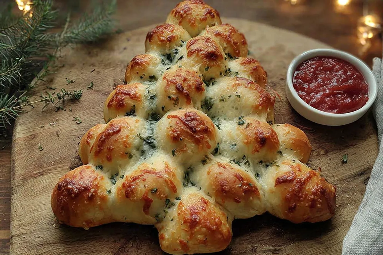 Cheesy Christmas Tree Bread: A Festive Delight for All Cheesy Christmas Tree Bread Freshly Baked