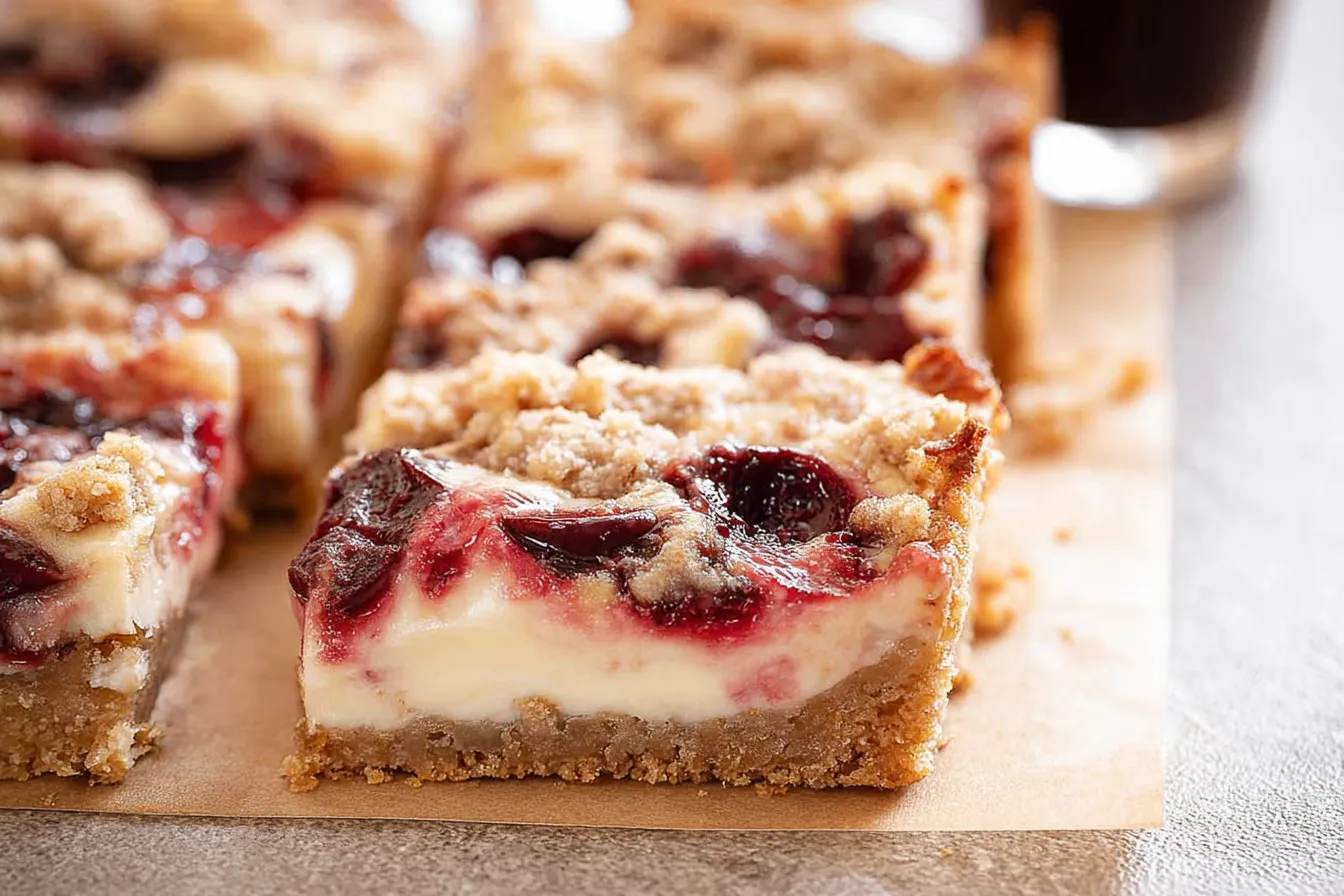 Cherry Crumble Cheesecake Bars: Heavenly Delight Awaits! 2 Cherry Crumble Cheesecake Bars