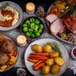 Festive Table Setting for Christmas Dinner