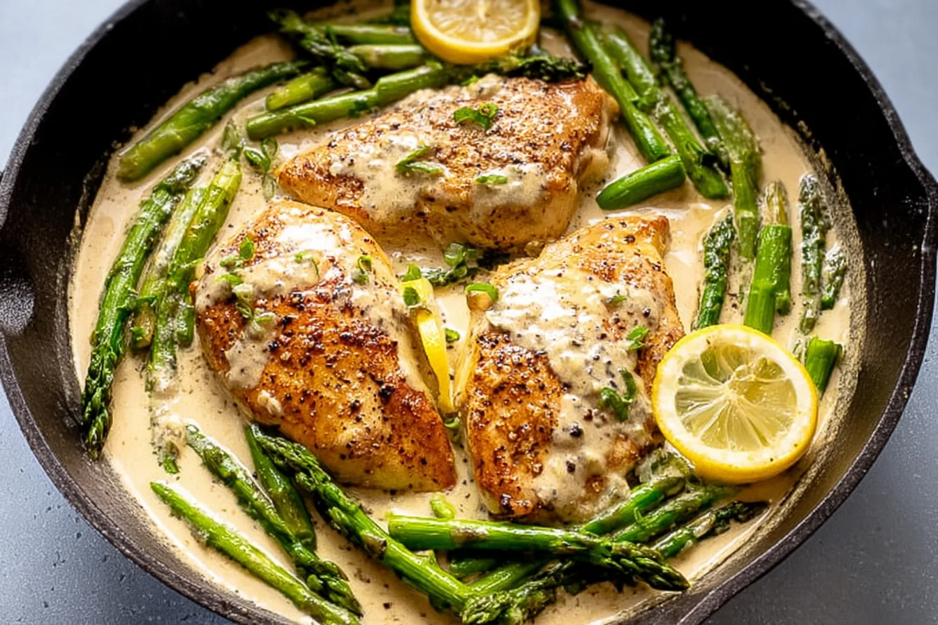 Creamy Lemon Chicken with Asparagus Dish