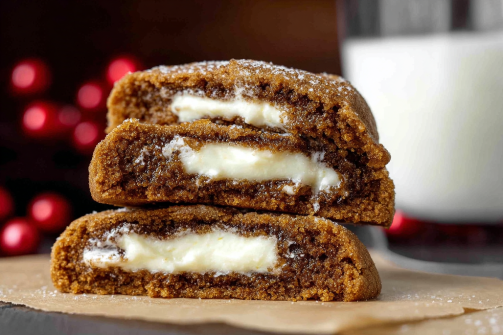 Gingerbread Stuffed Cookies – Creamy center with spice cookie shell 2 Gingerbread Stuffed Cookies