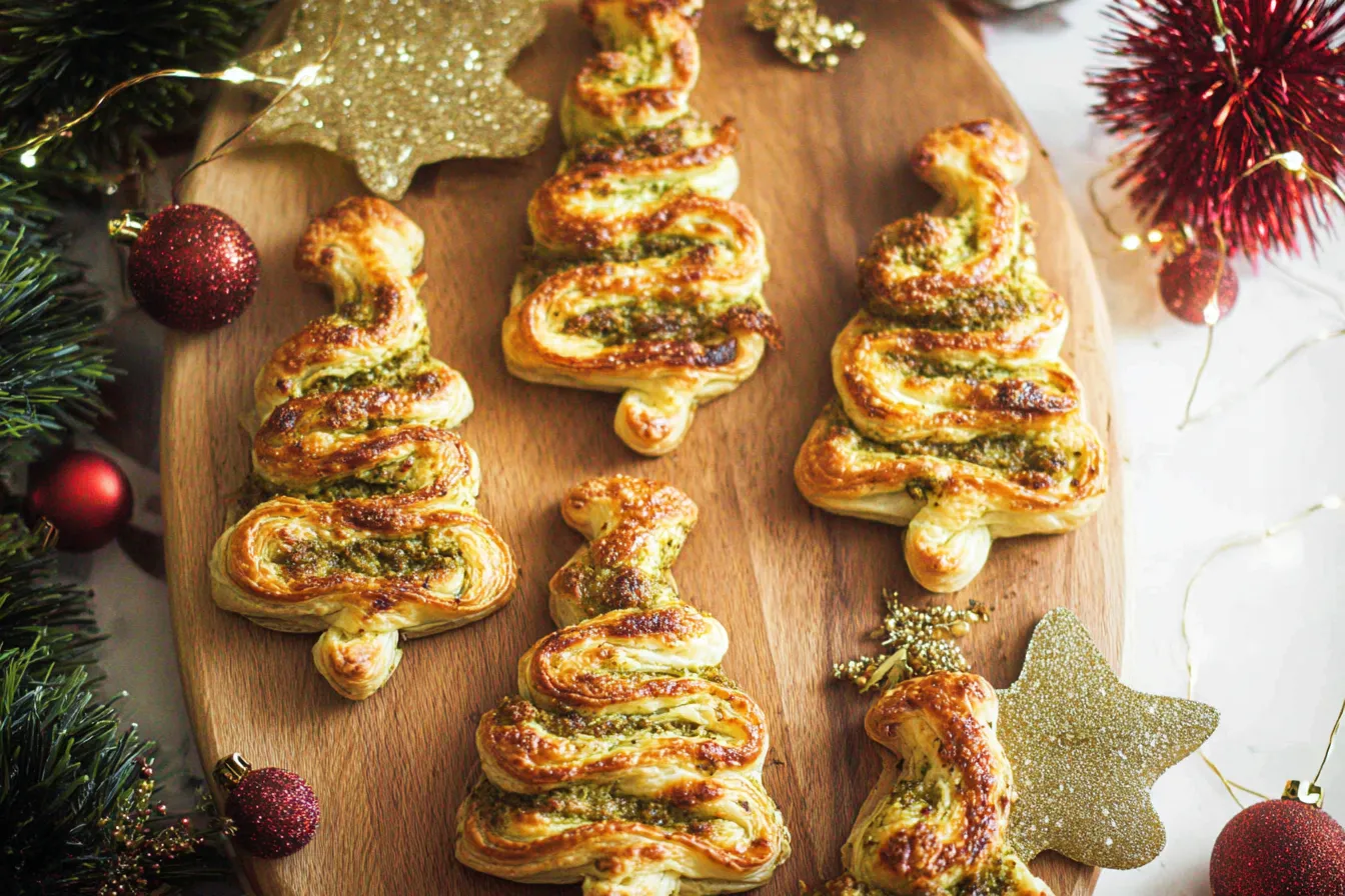 Basil Pesto Puff Pastry Christmas Tree Centerpiece