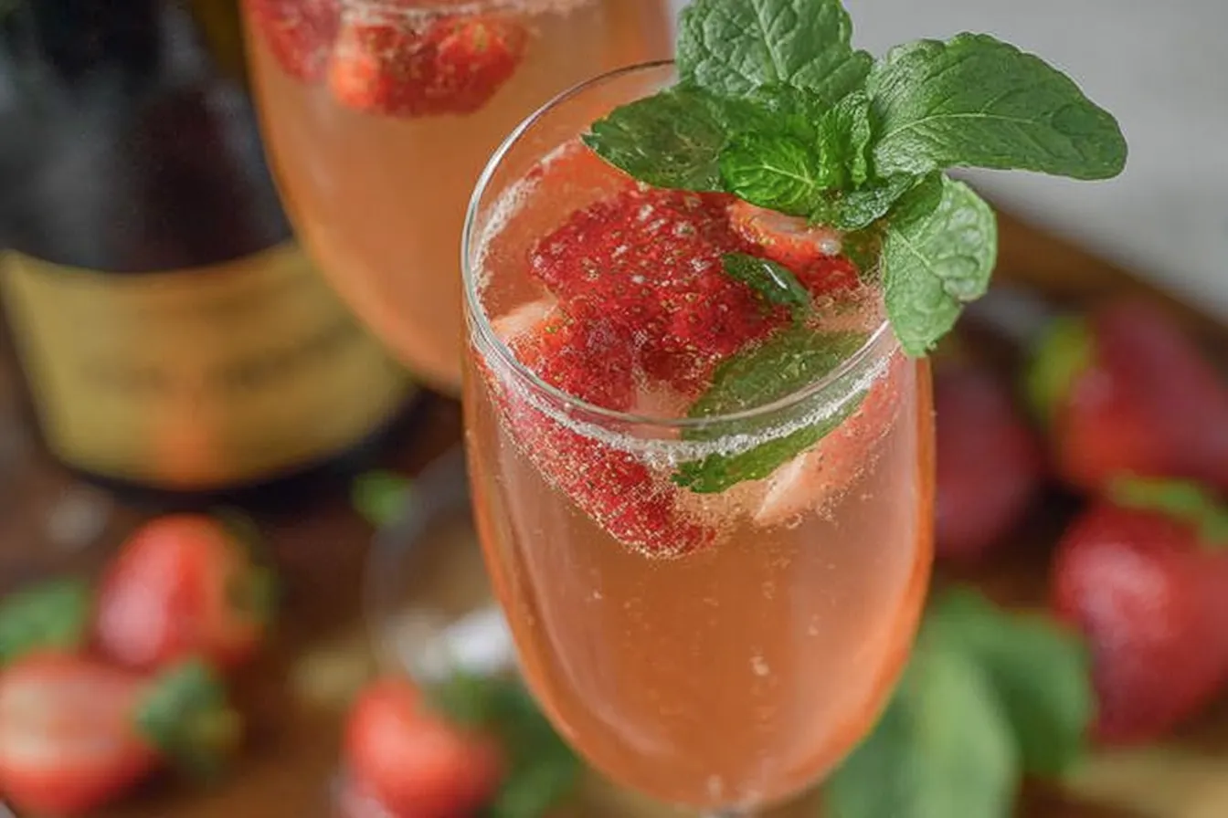 Champagne Strawberry Mint Punch
