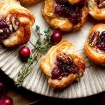 Cranberry Brie Puff Pastry Bites Served Warm