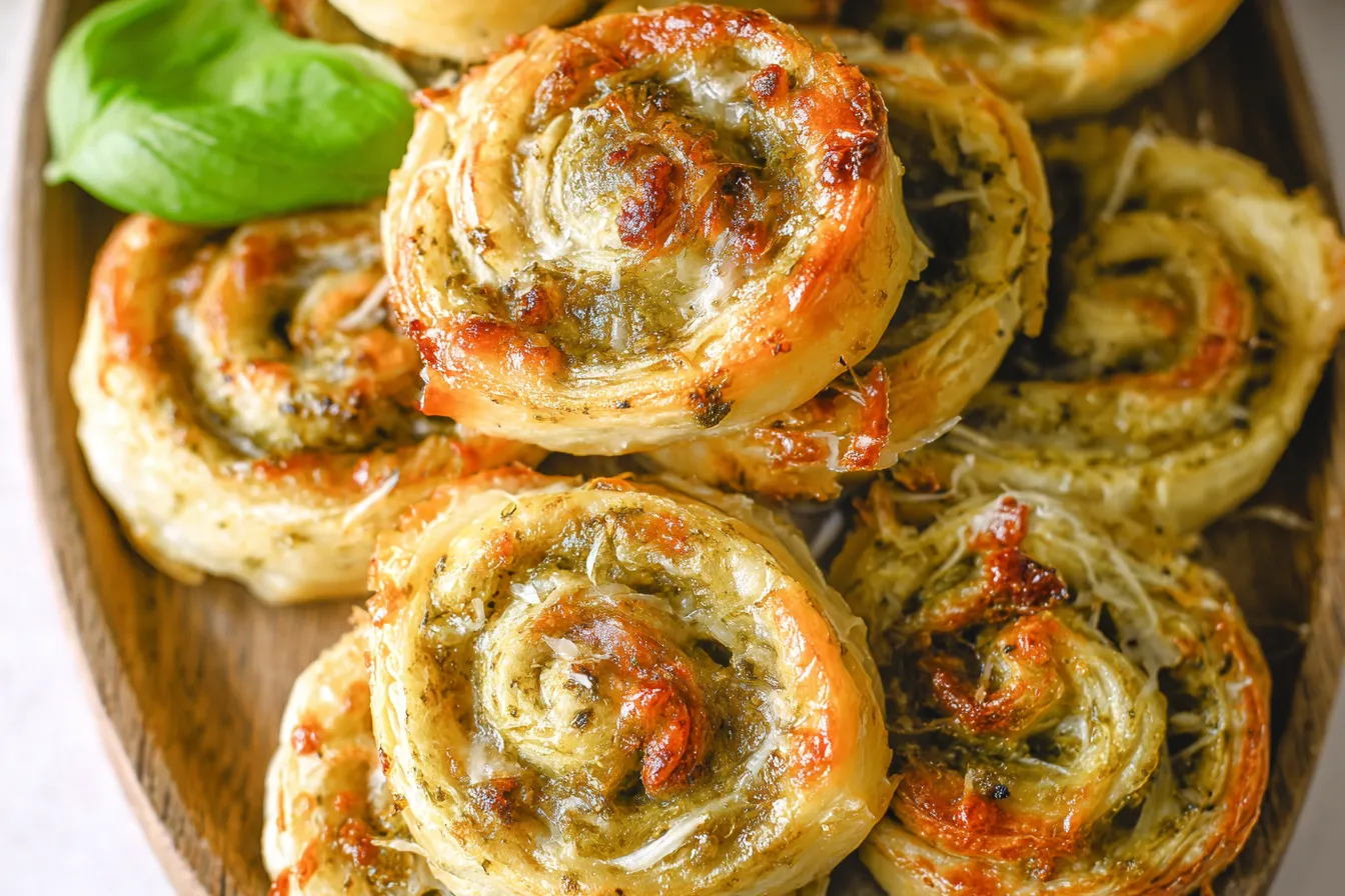 Puff Pastry Pinwheels with Pesto
