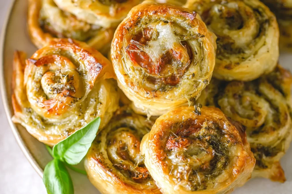 Puff Pastry Pinwheels with Pesto