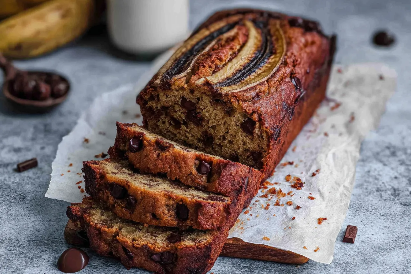 Moist Chocolate Chip Banana Bread – Crowd Favorite Recipe Freshly Baked Moist Chocolate Chip Banana Bread