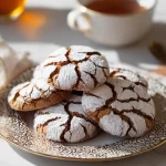 Soft and Spiced Gingerbread Crinkle Cookies on a Festive Plate