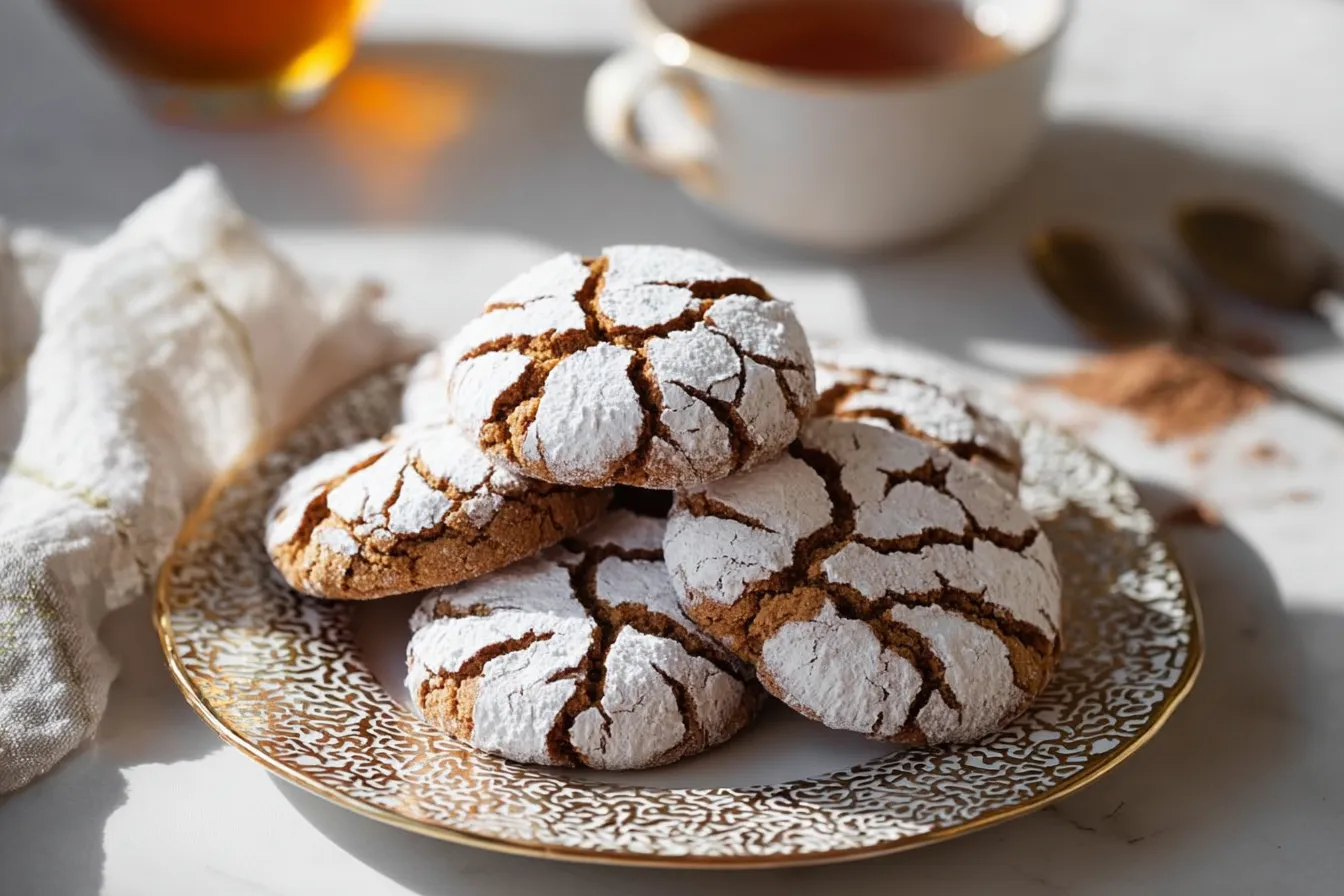 Soft and Spiced Gingerbread Crinkle Cookies – Sweet Spice Heaven Soft and Spiced Gingerbread Crinkle Cookies on a Festive Plate