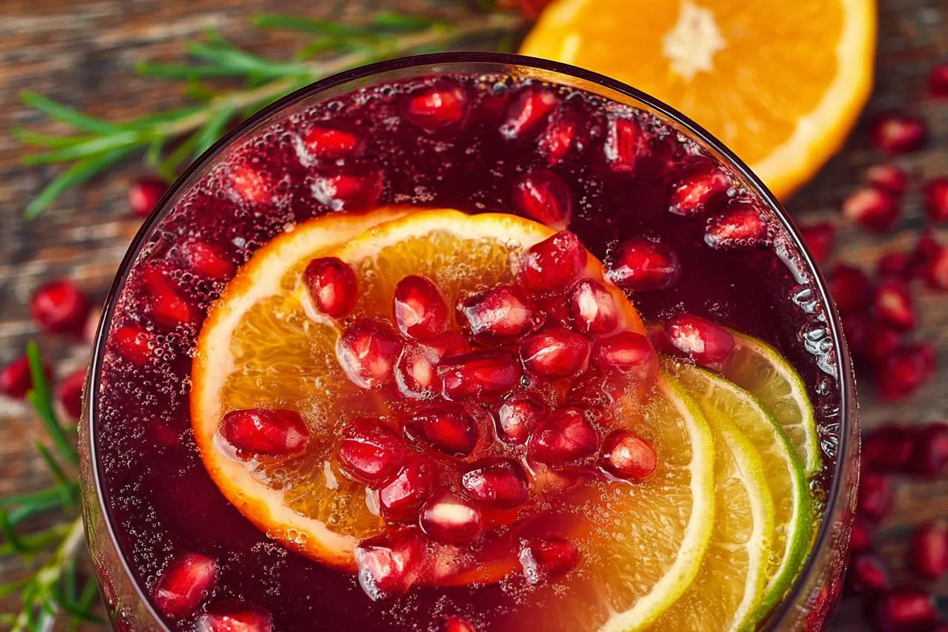 Sparkling Pomegranate Champagne Punch in a glass