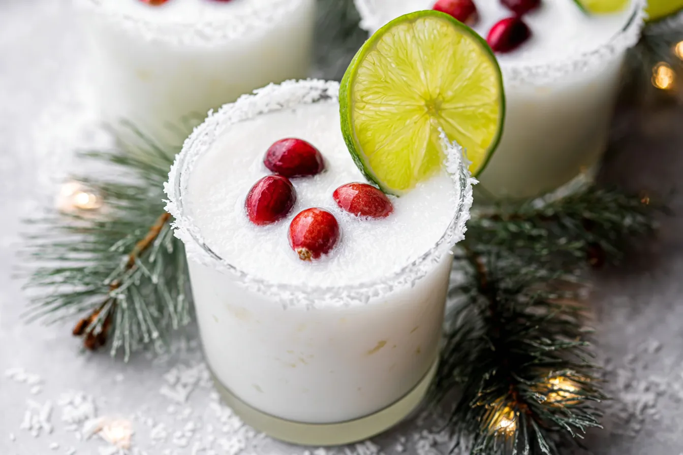 White Christmas Margarita with Coconut Cream and Lime