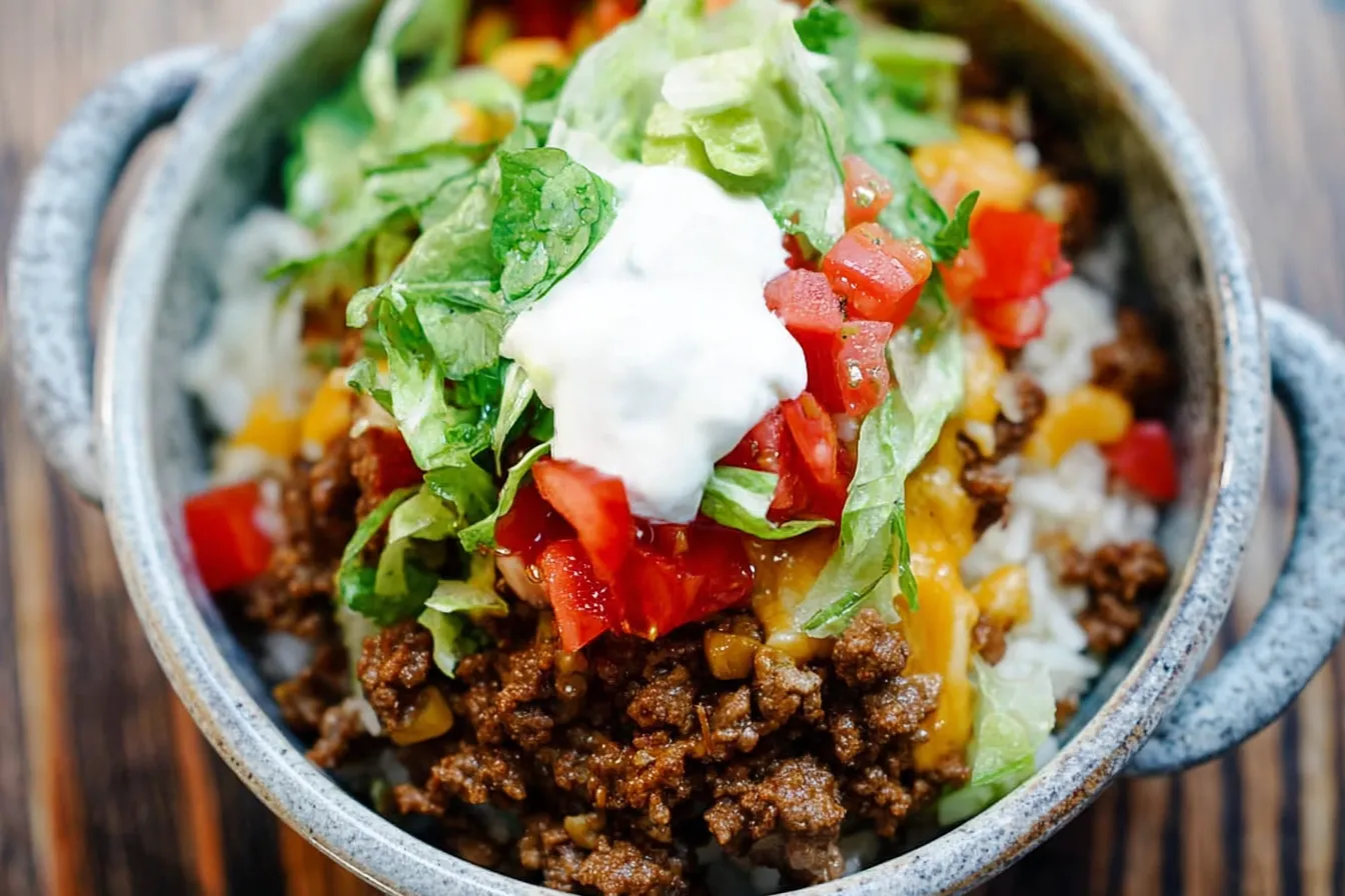 Beef Taco Rice Bowls — Tex-Mex twist on a quick rice meal