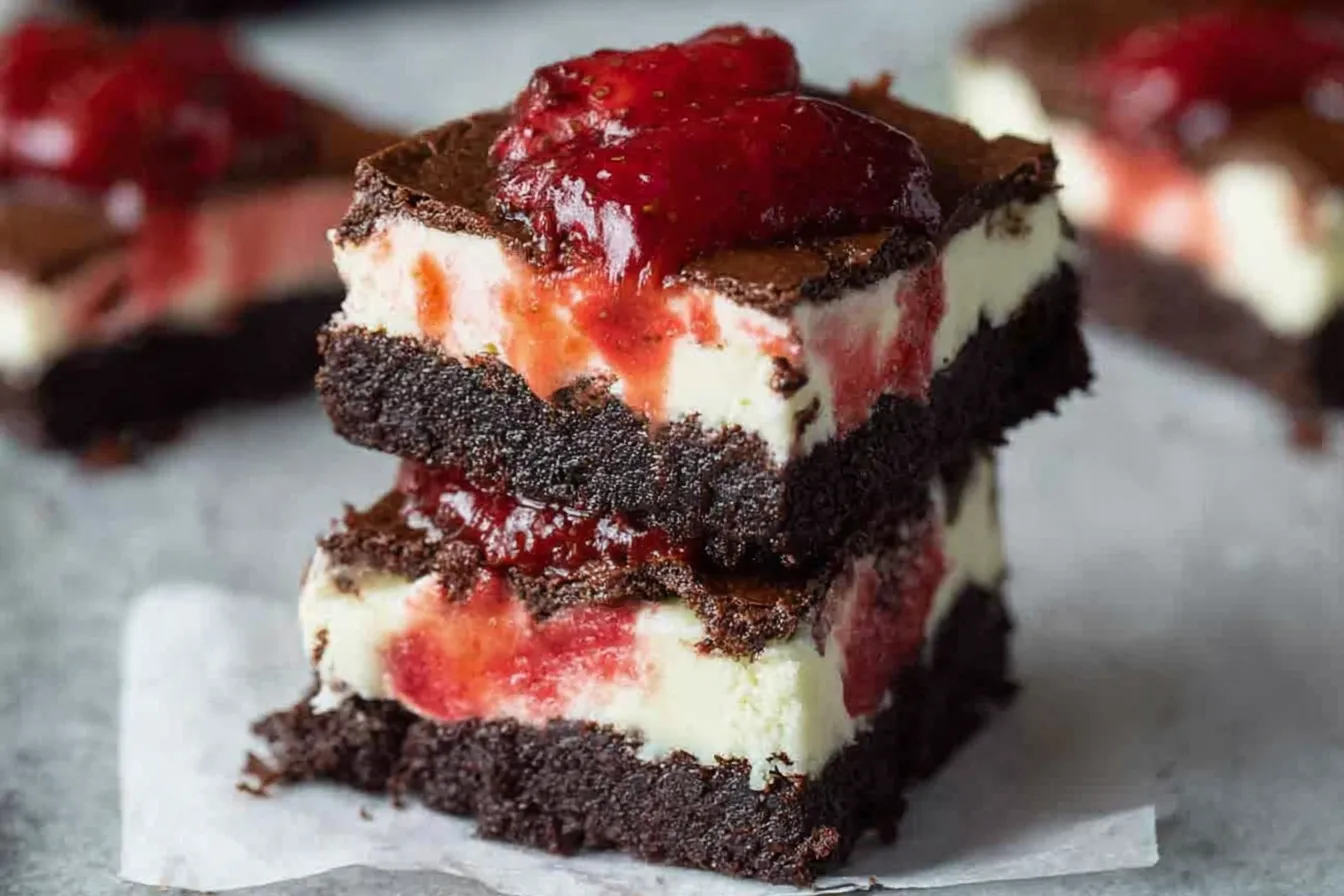Chocolate Strawberry Cheesecake Brownies — Decadent Heaven Chocolate Strawberry Cheesecake Brownies — Deliciously Layered