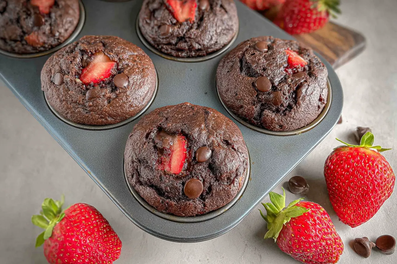 Chocolate Strawberry Muffin Brownies — Individual portion treats