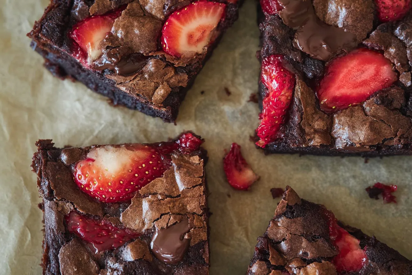 Chocolate Strawberry Sheet Pan Brownies — Perfect for parties and gifting