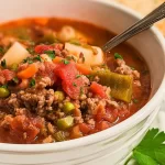 Comforting Hamburger Soup with Veggies — Family favorite Recipe 3 Comforting Hamburger Soup with Veggies in a Bowl