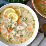 Creamy Lemon Chicken and Rice Soup — Bright and soothing 3 Creamy Lemon Chicken and Rice Soup Bowls