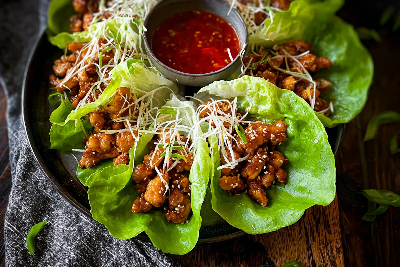Crispy Chicken Lettuce Wraps Ready to Serve
