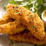 Crispy Homemade Baked Chicken Tenders on Plate