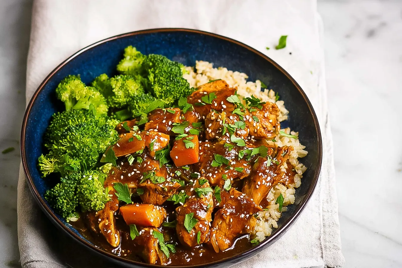 Healthy Chicken Crockpot Dinner: A Delicious Family Favorite 1 Healthy Chicken Crockpot Dinner Ingredients and Finished Dish