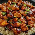 Honey BBQ Chicken Rice in a Bowl