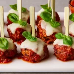 Mini Meatball Skewers with Marinara Sauce