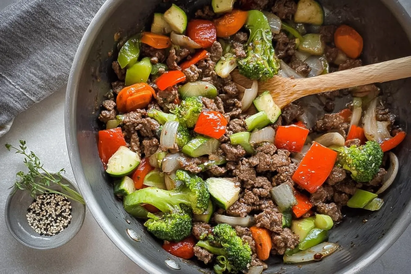 Teriyaki Beef and Veggie Skillet — Delicious & Healthy Dinner! 2 Teriyaki Beef and Veggie Skillet — Simple, healthy stir-fry dinner