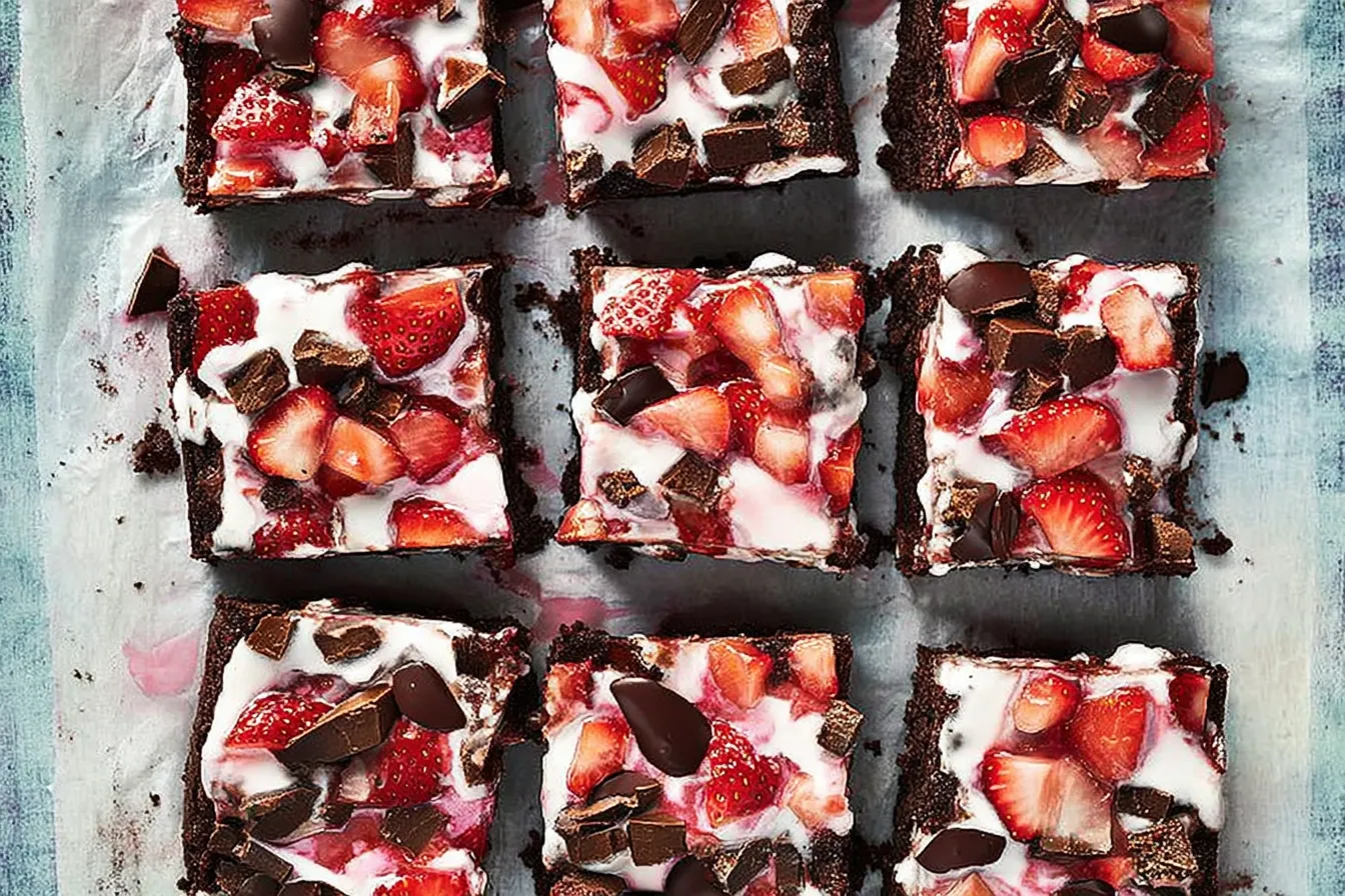 Valentine’s Strawberry Brownies — Festive and easy chocolate dessert