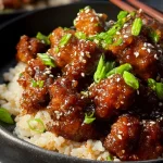 Air Fryer Sesame Chicken Dinner on a Plate