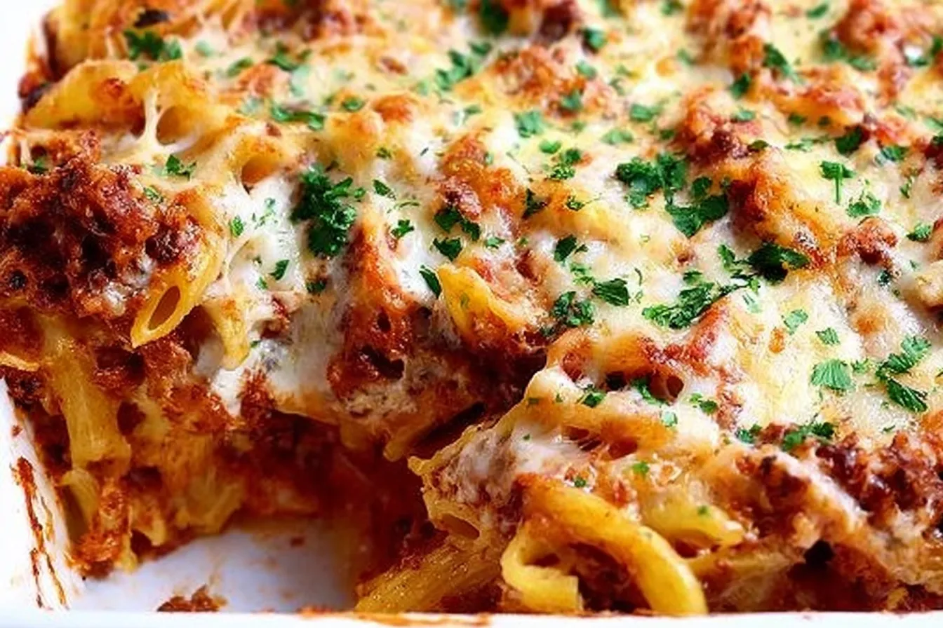 Baked Ziti with Ricotta in a Cheesy Casserole Dish