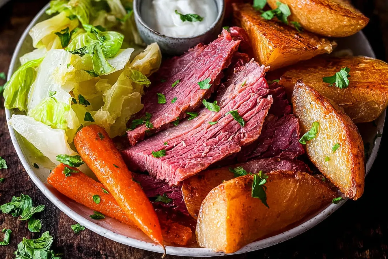 Classic Corned Beef and Cabbage with Carrots: A Delightful Meal Classic Corned Beef and Cabbage with Carrots Plated